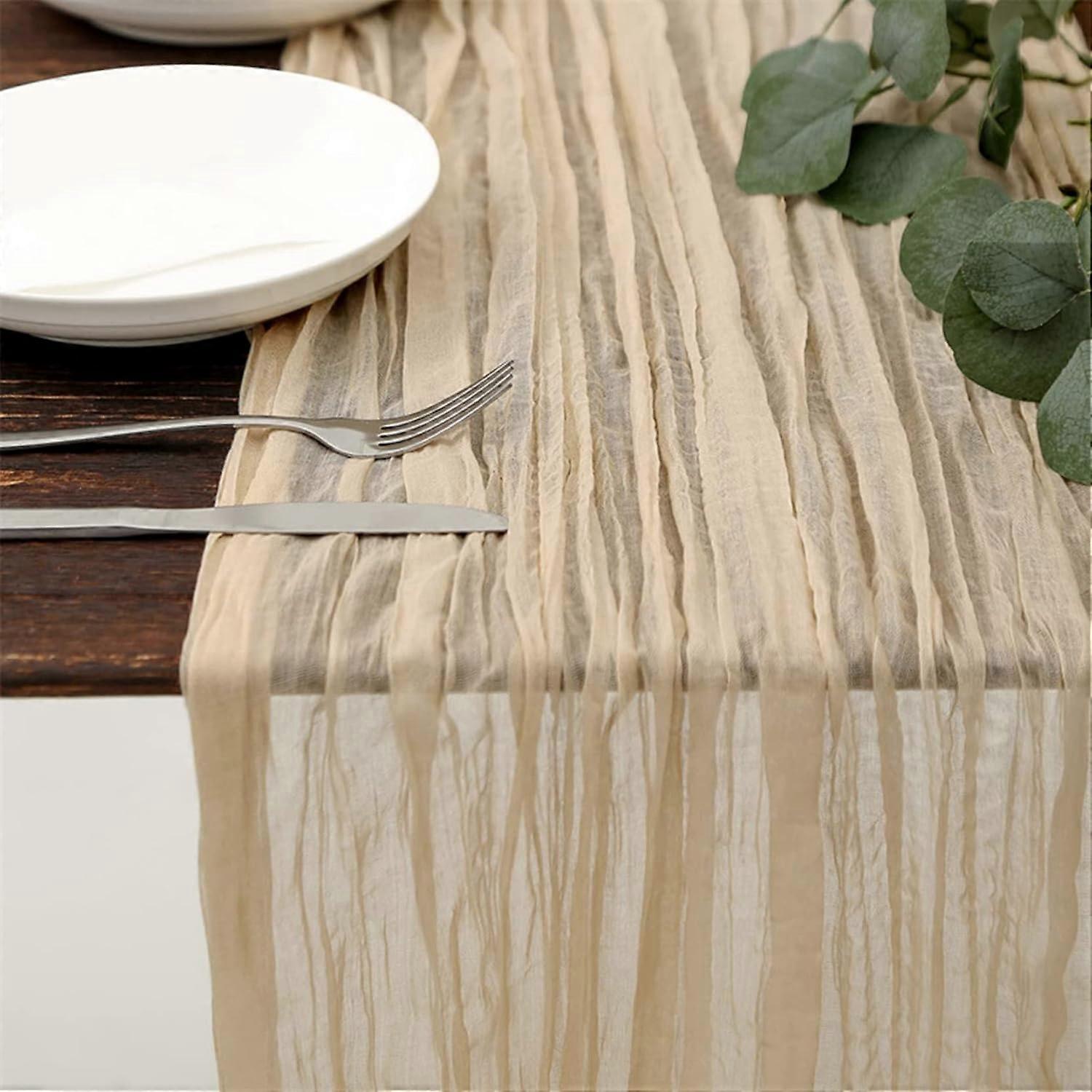 Cheesecloth Table Runner, Table Runner for Event, Wedding Decor, Christmas, Beige, 90300CM,Beige