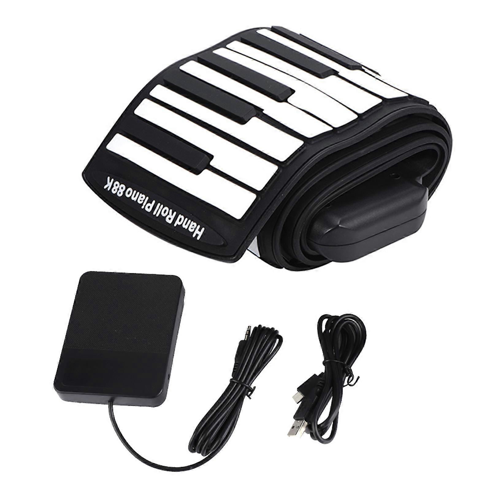 Portable 88 Keys Electronic Keyboard Hand Rolling Up Piano with Built in 1100mAh Li on Battery and USB MIDI Output Interfaces for Computer or Tablet C