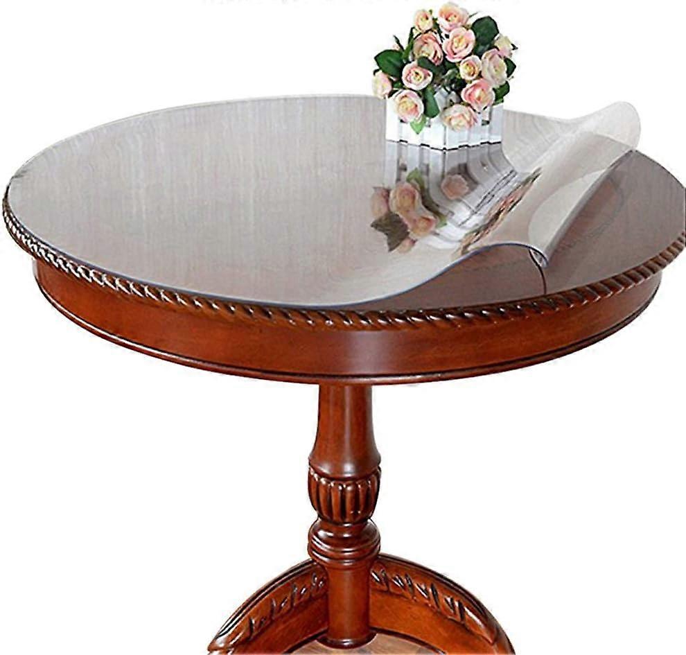 Nappe de table ronde transparente en PVC impermable, protection impermable pour bureau, taille personnalisable, Plastique PVC, paisseur : 2 mm., Dia.1