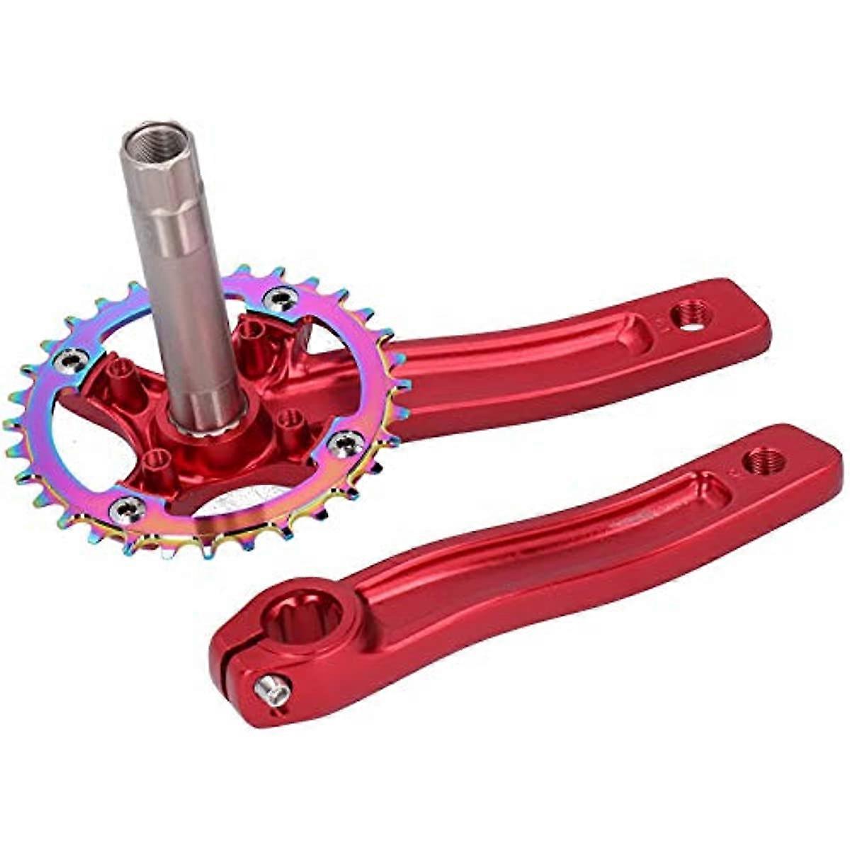 Tbest Bike Crankset ZK22 Crankset Mountain Bike Crankset with Bottom Bracket 32T Single Speed Crank Arm Accessory (red)
