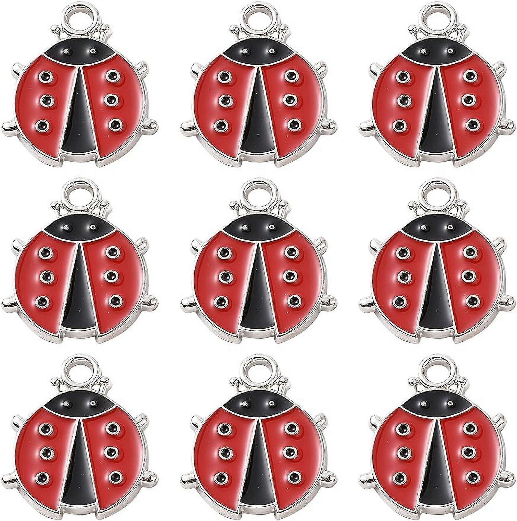 30Pcs Ladybug Charms Enamel Lady Bug Charms Bulk Lucky Ladybird Ladybugs Insect Beetles Animals Charms for Jewelry Making Charm Women Adults DIY Neckl