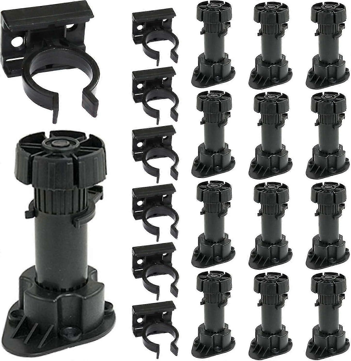Adjustable Kitchen Cabinet Clips - 12-Pack, 10 Legs, Height Adjustable, with Fixing Bracket