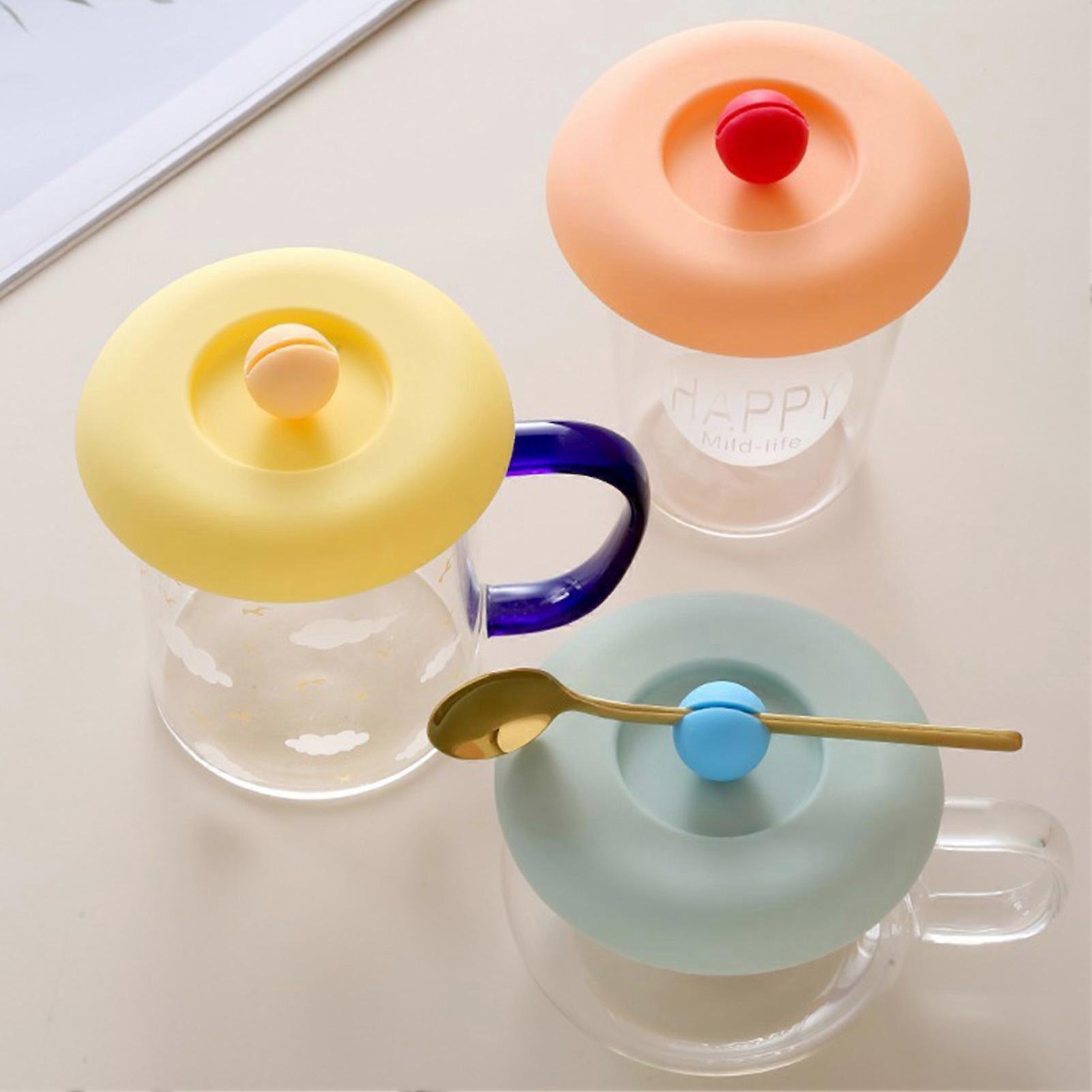 Soft Lovely Silicone Cup Lids Anti-Dust Reusable Drink Covers for Mugs Cups