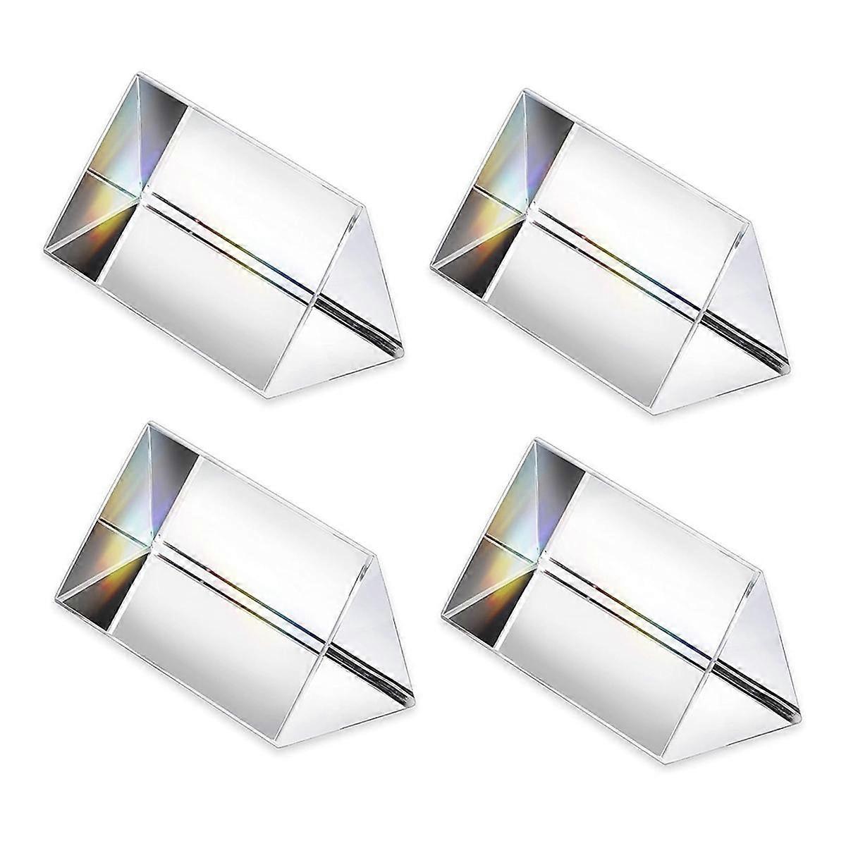 4Pcs Clear Triangular Prism for Rainbow Lights Crystal Optical Prisms Glass Physics Teaching Refracted Light Spectrum