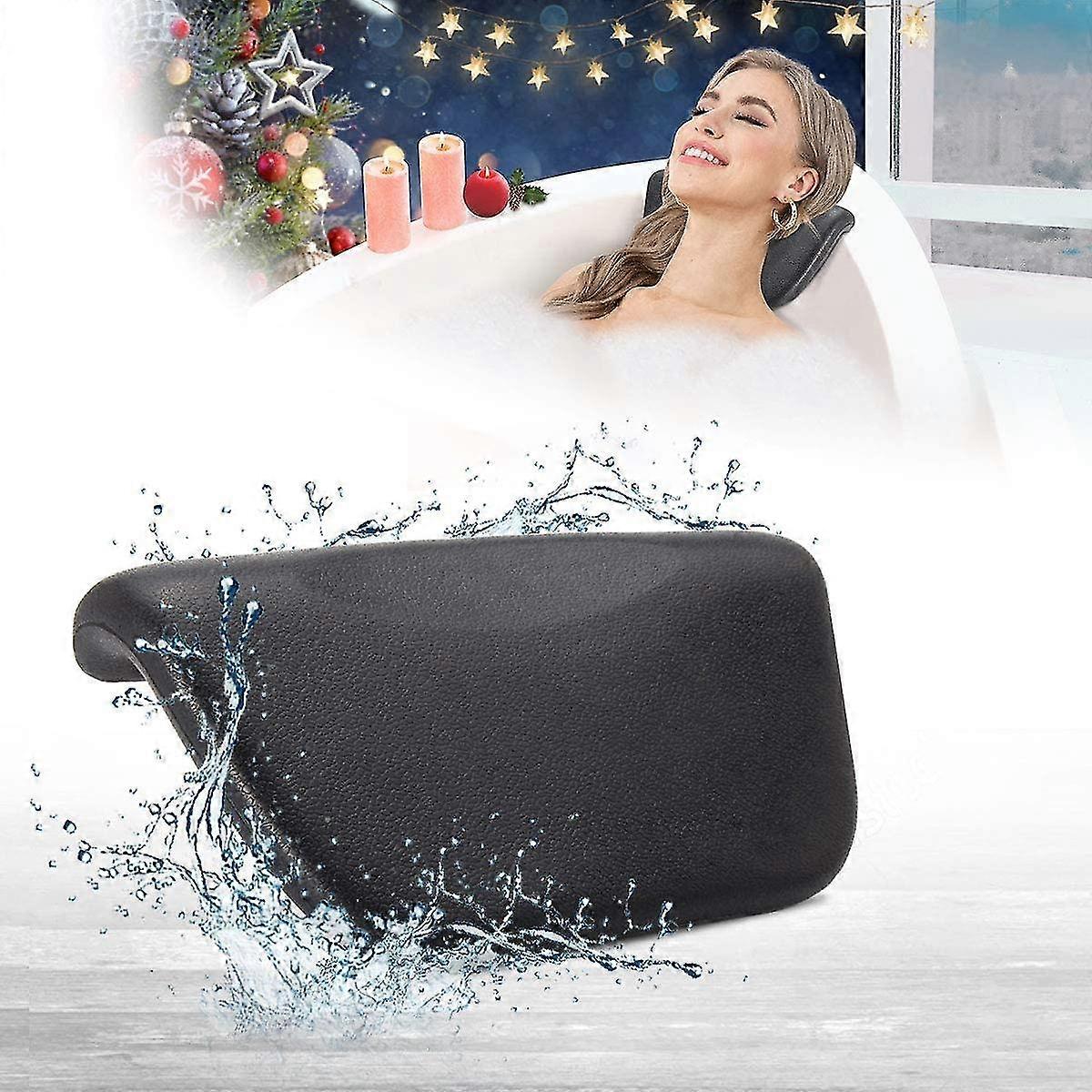Bath Pillow, Stylish Pu Bath Pillow With Suction Cups, Neck Pillow Headrest For Bathtub Spa Whirlpool, Ergonomic Headrest Head, Neck, Back And Shoulde