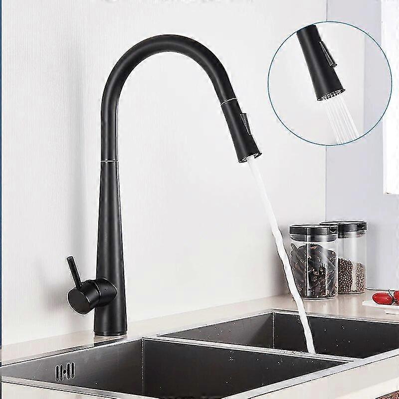 Exquisite Thickened Brass Brushed Nickel Golden Kitchen Faucet  Pull Out Spray Kitchen Tap 360 Rotatble Hot Cold Sink Mixer Crane