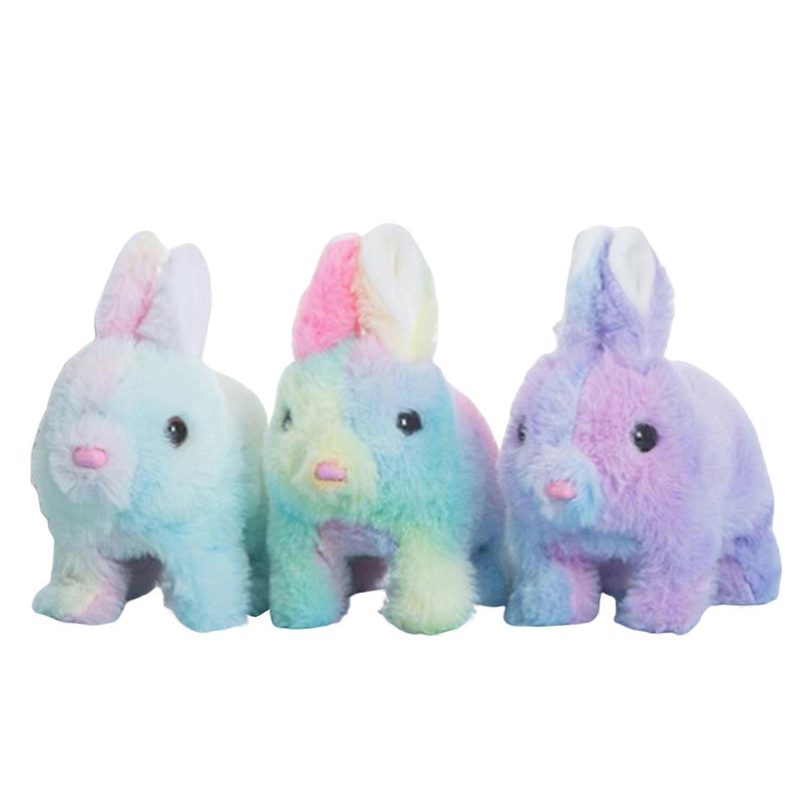 Simulation Walking Rabbit Electronic Pet Plush Toy for Baby Interactive Crawling Colorful Bunny Plushies Jumping Tail Wagging Stuffed Animal Doll Inte