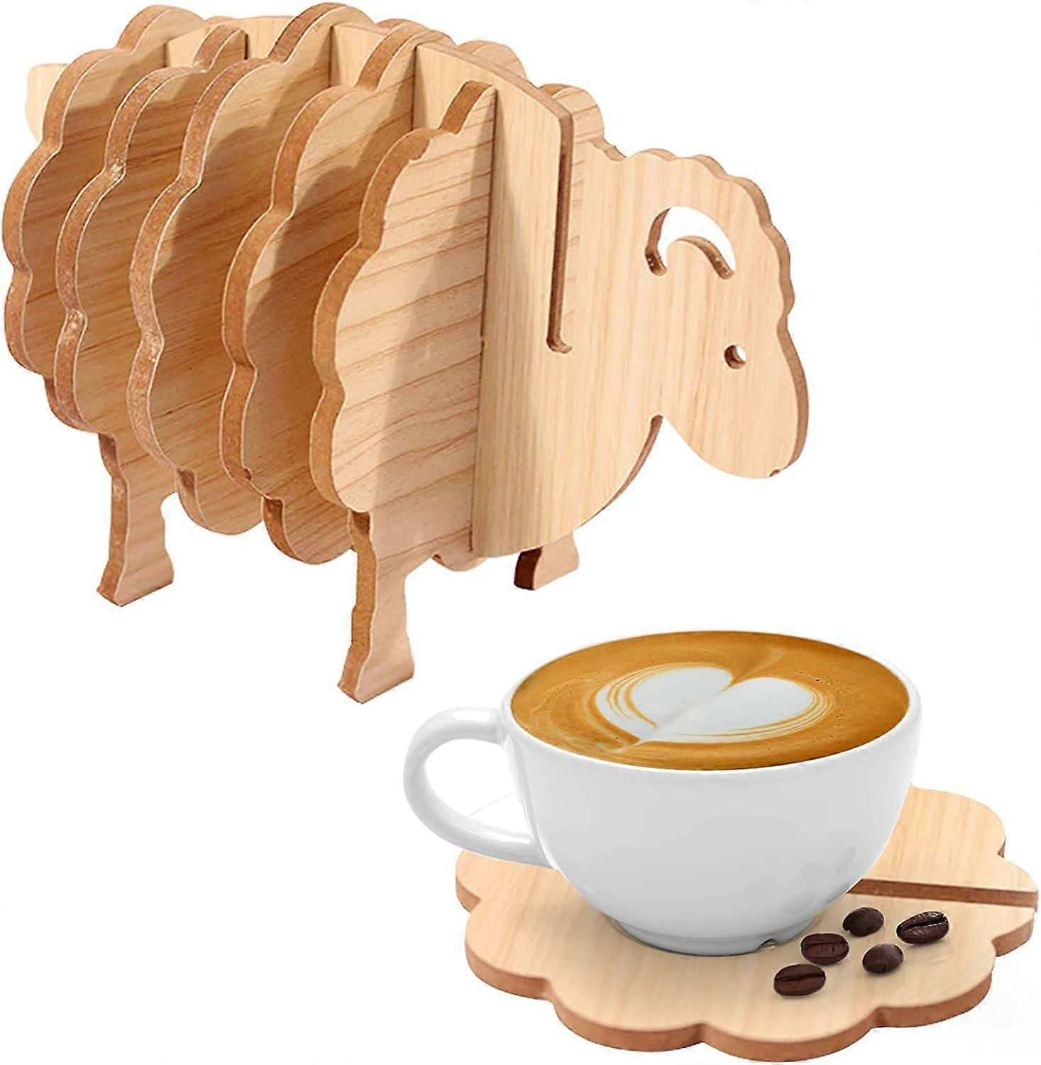 7PCS 3D Cute Sheep Coffee Coasters Kit