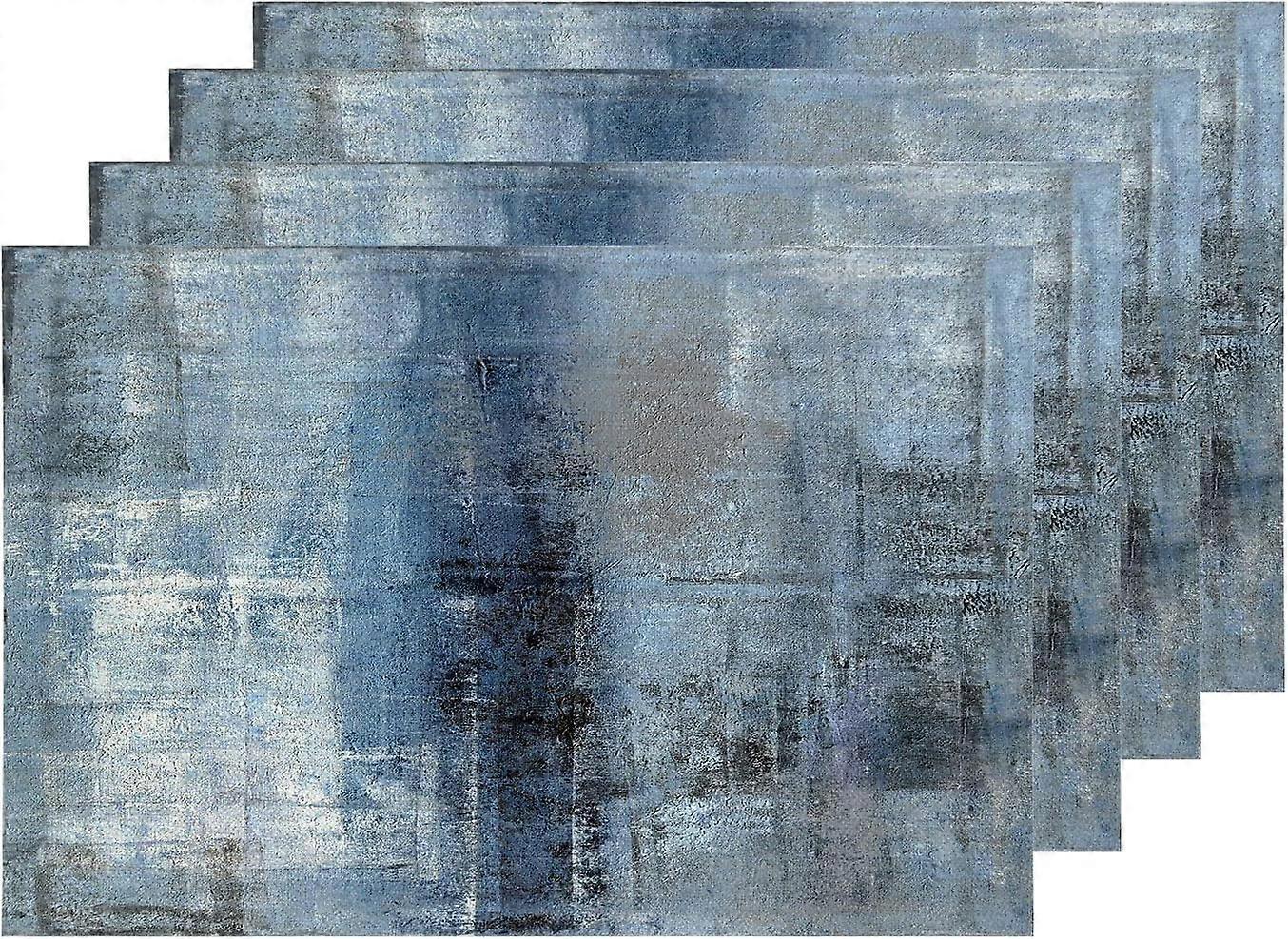 Blue Abstract Grey Placemats, Grey Art Art Table Mat Linen Burlap Washable Double-Deck Heat Insulation for Dining Table Kitchen Table Set of 4 (12 x 1