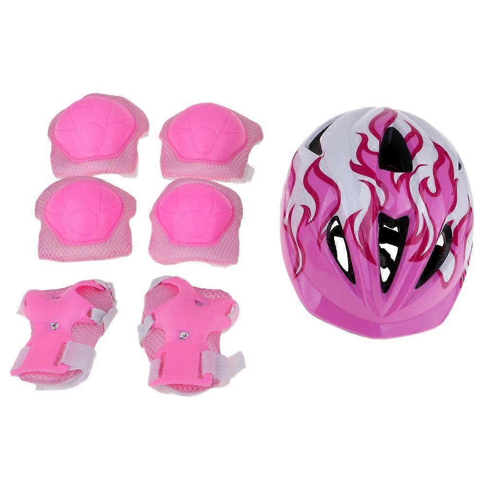 男の子、女の子、キッズ、安全ヘルメット、膝、肘、手首パッドセットSピンク