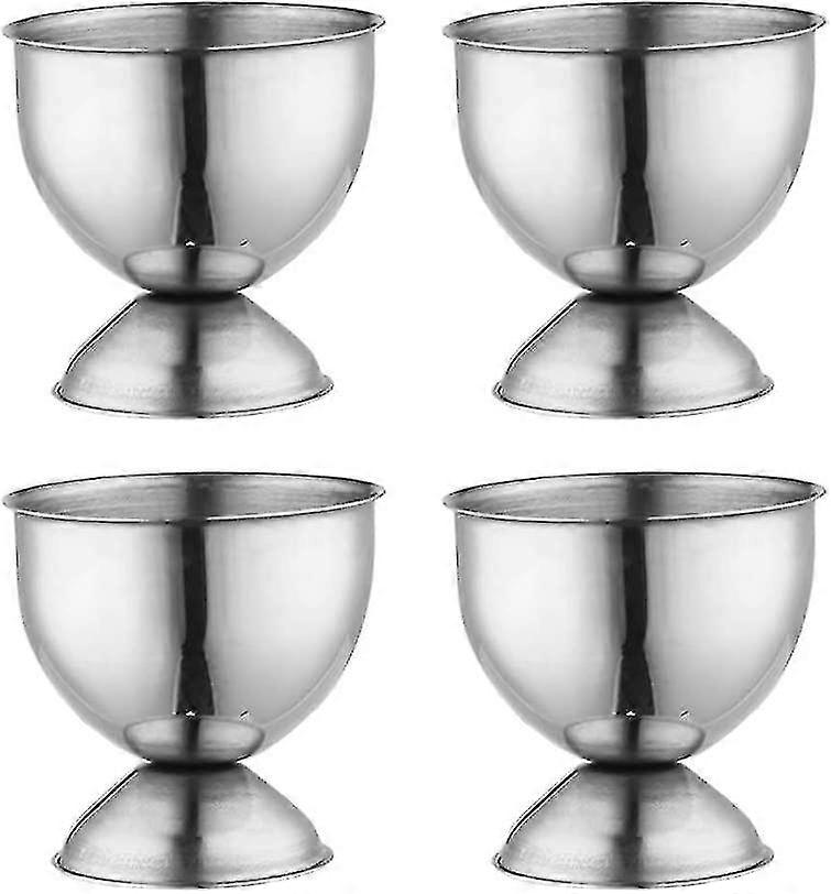 Sett med 4 eggkopper i rustfritt stål til restaurantkjøkken