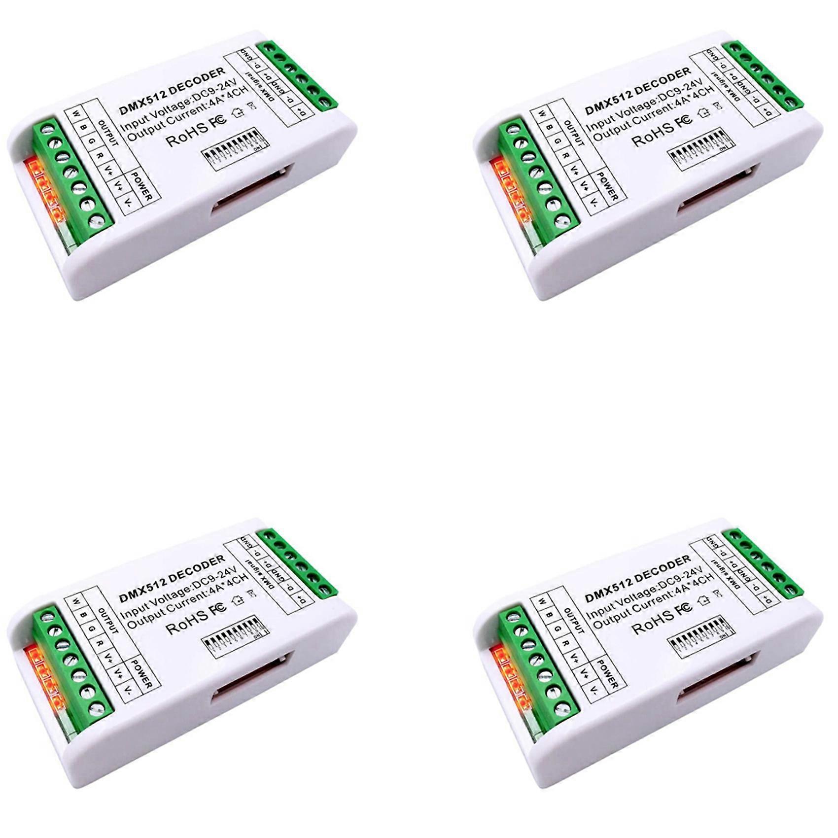 4X Mini 4-Kanal RGBW-Decoder 16A RGB RGBW Streifen-Controller 512 Dimmer-Treiber für LED-Streifenlichter