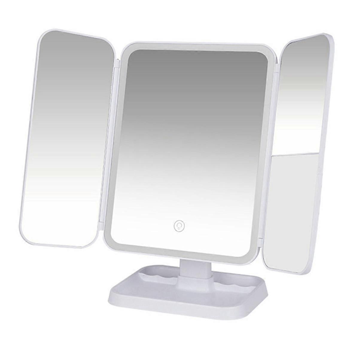 -Fold Makeup Mirror LED Light Dormitory Makeup Mirror Smart Makeup Mirror Fill Light Mirror White