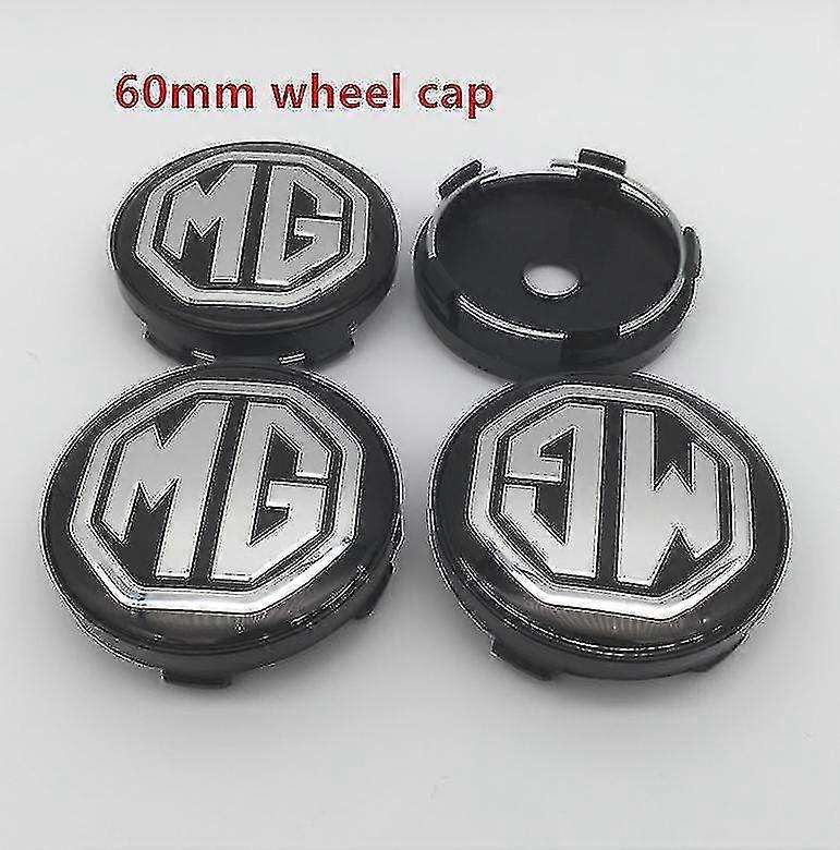 4pcs Mg λογότυπο 56mm 60mm κεντρικό κάλυμμα πλήμνης αυτοκινήτων Εμβλήματα εμβλημάτων εμβλημάτων αυτοκόλλητα εξαρτήματα styling, μαύρο καπάκι 60mm 2