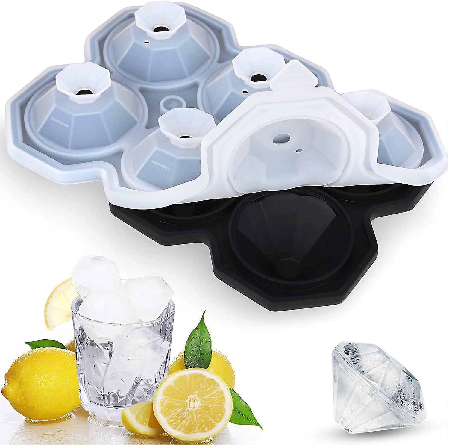 Ice Cube Tray with Lid Diamond Ice Cube Mold 6 Grids Silicone Ice Cube Tray Lid