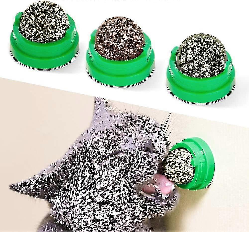 3シルバーバインキャットニップボール、猫の舐めのための食用キティのおもちゃ、安全な健康な子猫チュートおもちゃ、歯掃除歯科猫のおもちゃ、猫の壁のお菓子