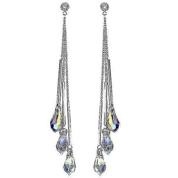 Pendientes largos de cristal para mujer Pendientes de borla de moda