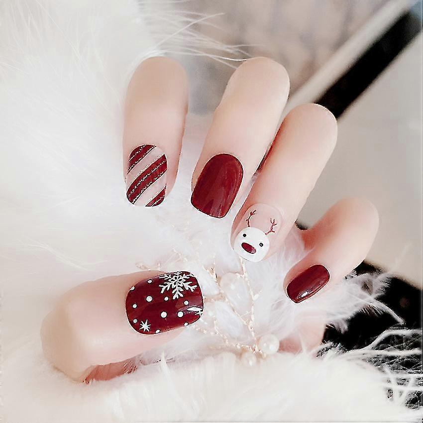 ネイルパッチクリスマス偽ネイルステッカーウェアラブルネイルアートリムーバブルネイルパッチ