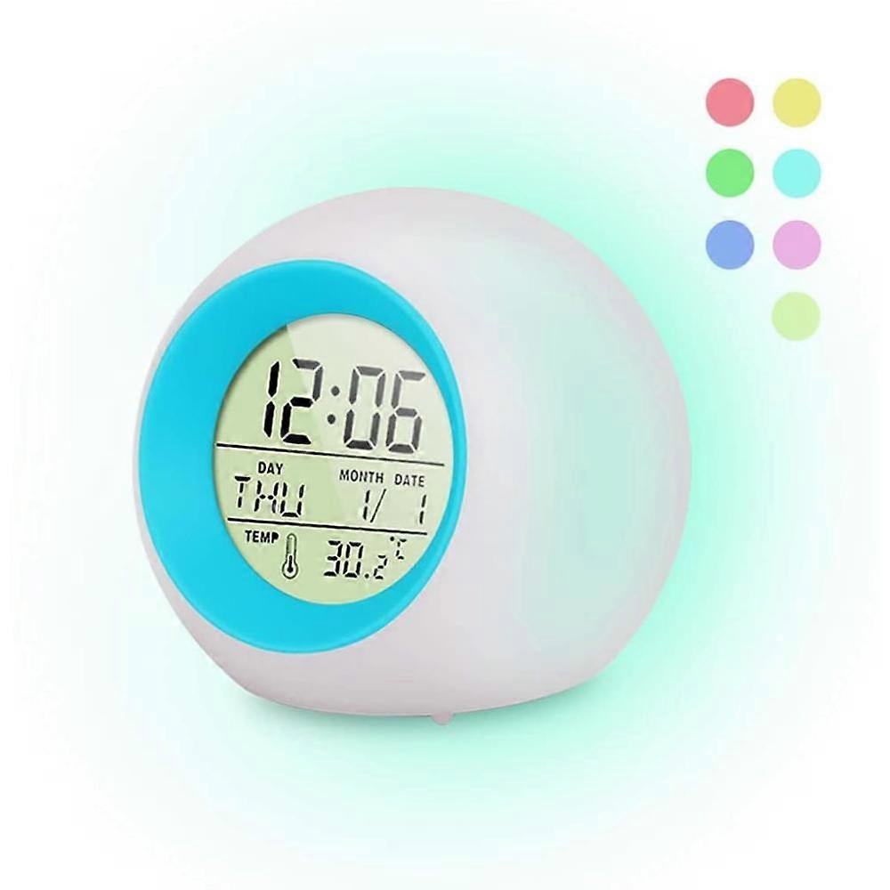 Color Changing Light Alarm Clock LED for Children - 6 Ring Tones, One-tap Control