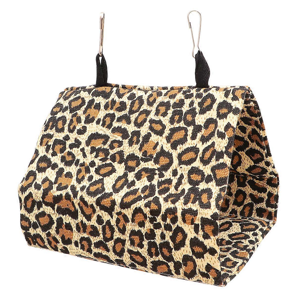 Leopard Pattern Parrot Hammock Nest Canvas Nest Bird Sleeping Bed Swing Hammock - Size S