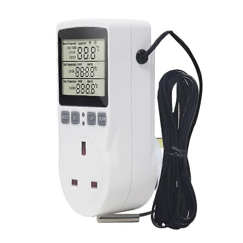 Digital thermostat plug socket temperature controller 220V with sensor probe for greenhouse freezer refrigerator fermentation