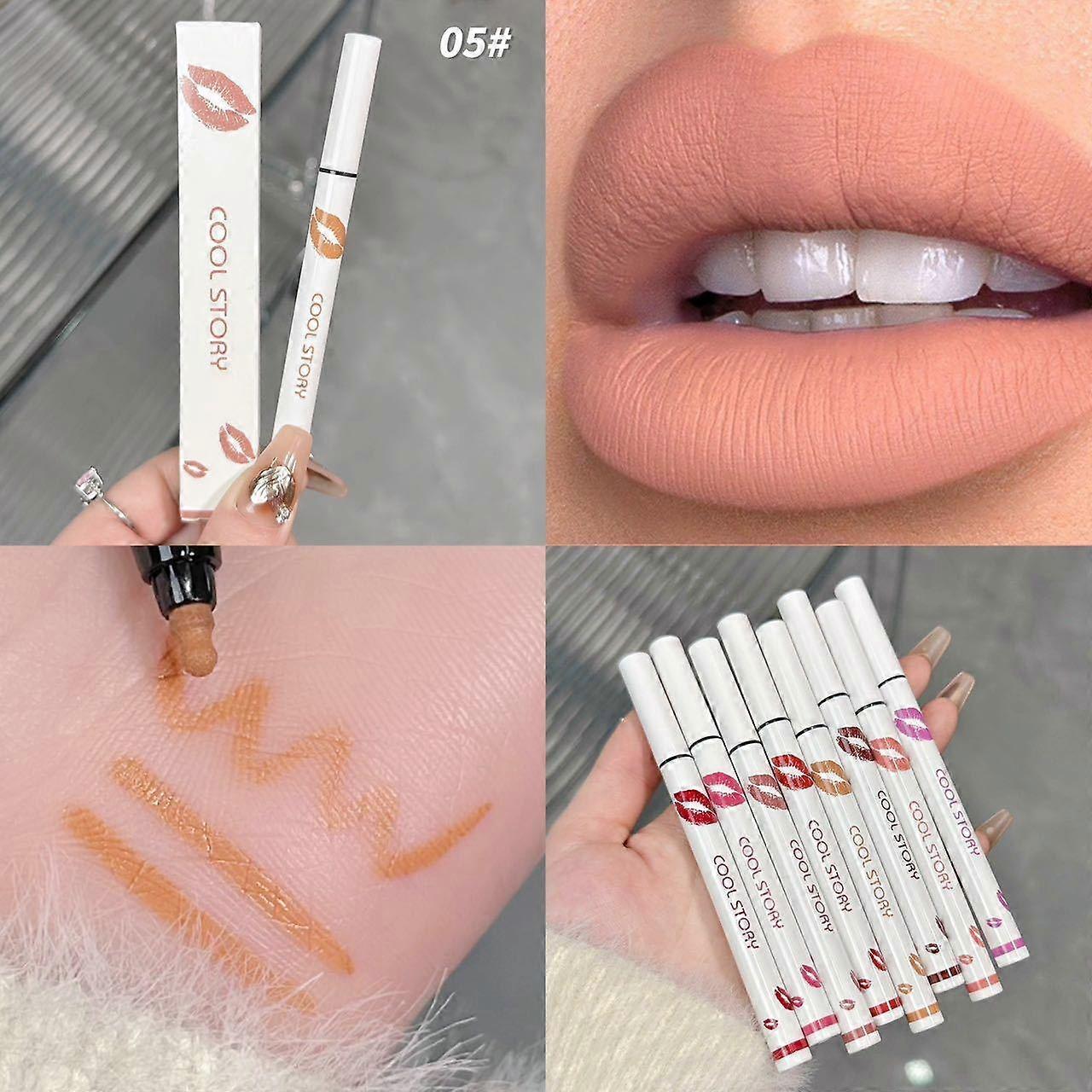 Lip Stain Marker,2 in 1 Liquid Lipstick & Lip Liner Pencil,Long Lasting Waterproof 24 Hour