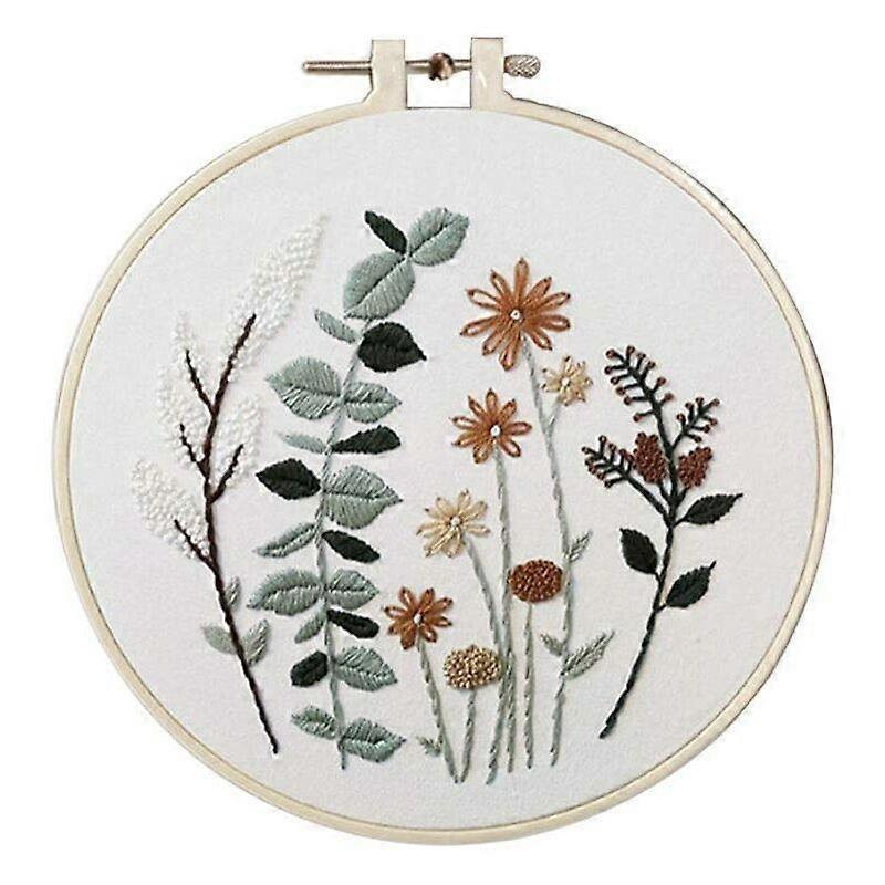 Diy Floral Pattern Embroidery Kit Circle Embroidery Cross Stitch Kit