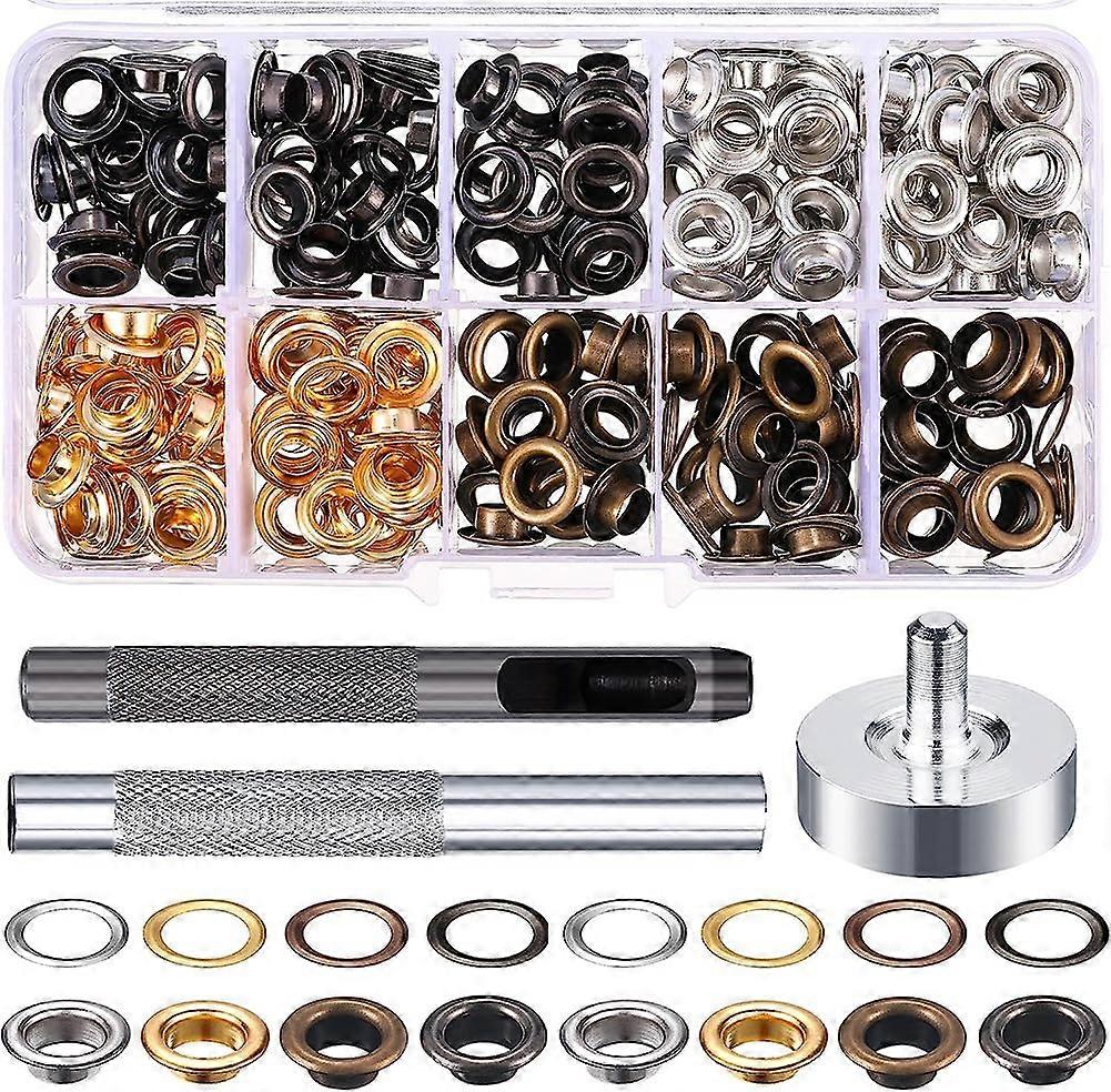1/4 Inch Grommets Kit 200 Sets Grommets Eyelets with 3 Pieces Install Tool Kit