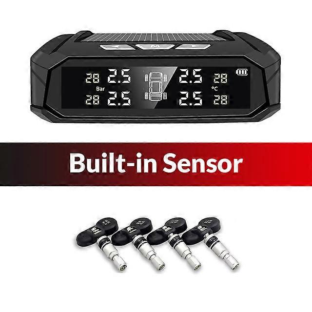 K10 Solar Power Car TPMS Digital LCD Display Car Security Alarm Tire Pressure Monitoring System with 4 Sensors