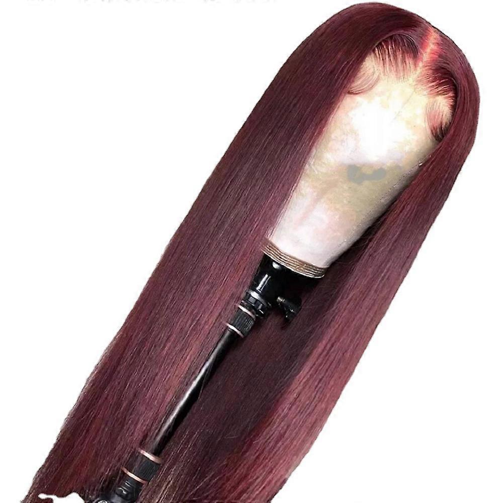 Dww-Perruque droite fendue en dentelle avant, rouge, longue perruque, longue perruque.