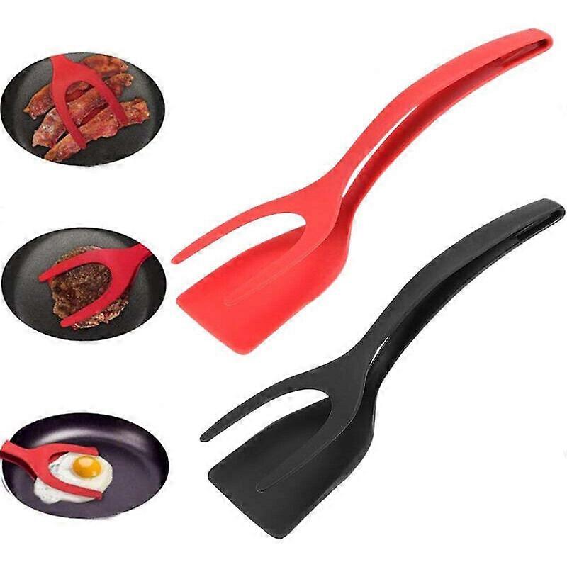 2 in 1 Grip and Flip Spatula Tongs Egg Flipper Tong Pancake Fish French Toast Omelet Making,100% New