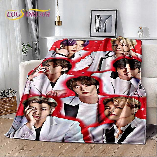 Kpop B-Bts Bangtan Kim JIN SUGA V JIMIN Soft Plush Blanket,Flannel
