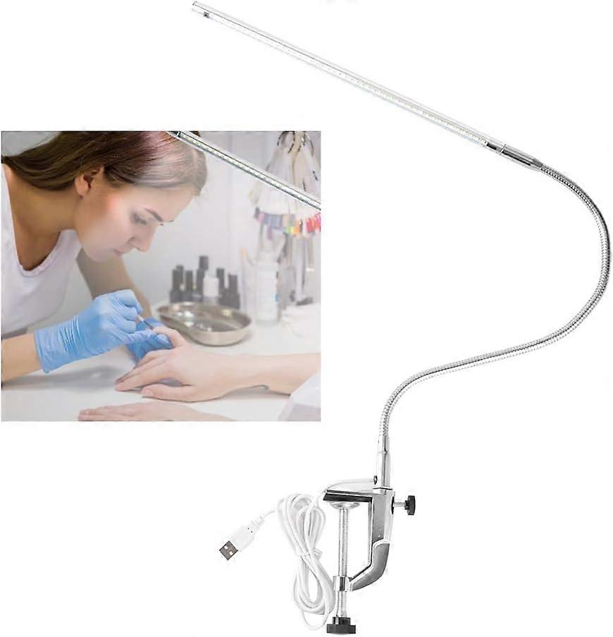 LED Desk Lamp with Clamp, USB Adjustable Clip 360 Degree Rotation Soft Pipe Table Lamps for Eyelash Extensions Manicure Reading Tattoo Light Study Bed