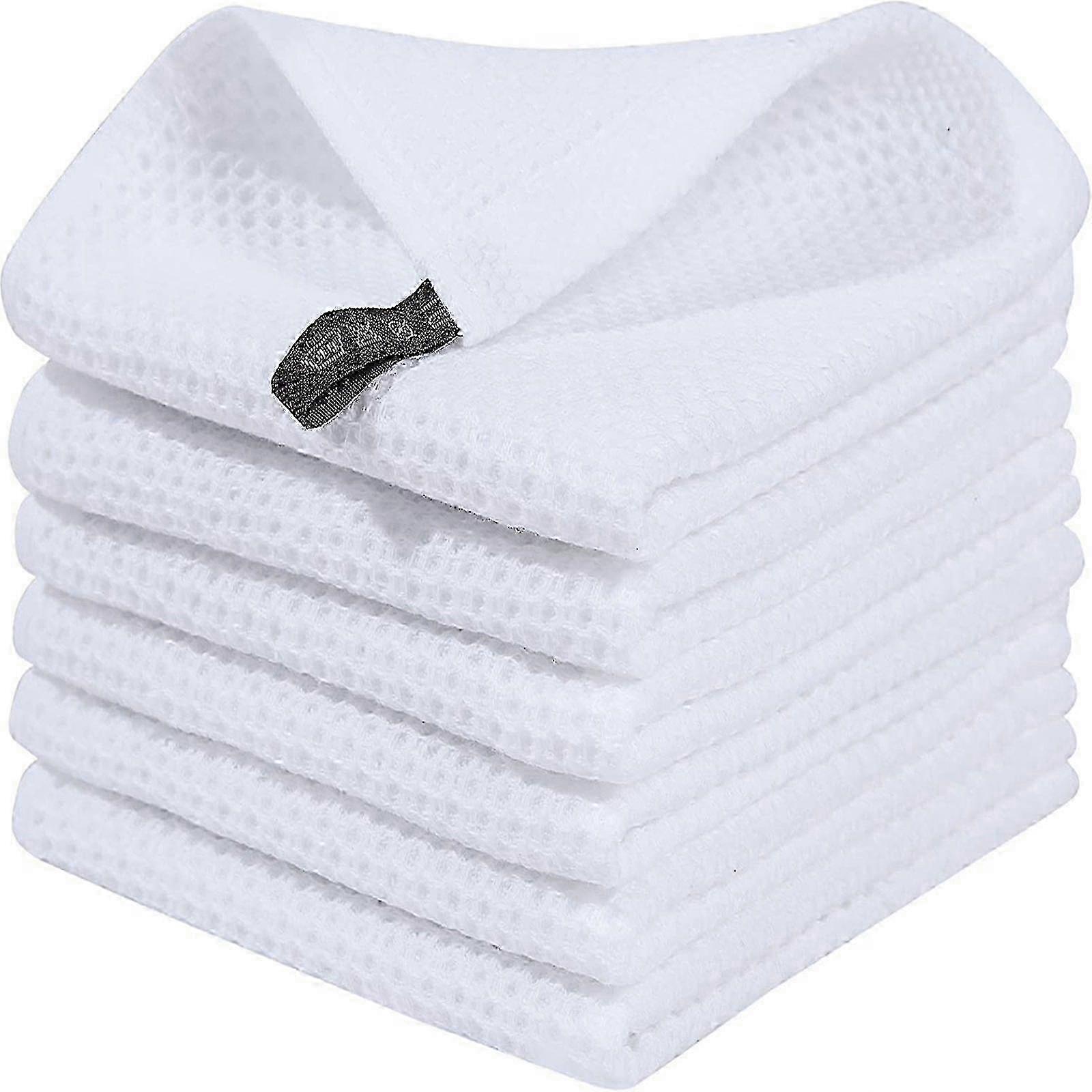 6pack 100% Cotton Terry Tea Towels Kitchen Dish Clean Hanging Loop