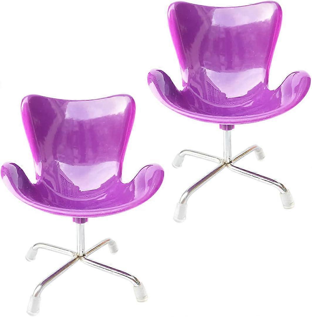2pcs Purple Chair 1:6 Scale Dollhouse Miniature Plastic Chair