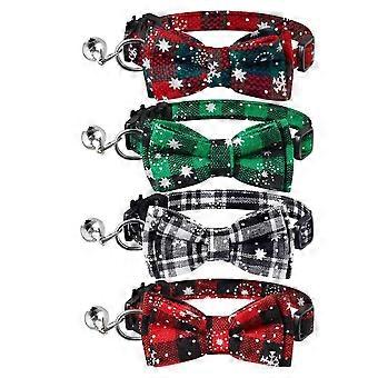 4 Pack Christmas Cat Collar, Breakaway with Bow Tie for Kitty Cats