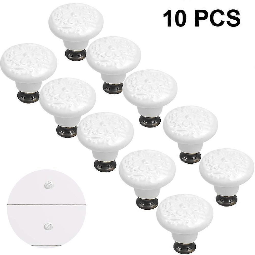 10 Pieces Ceramic Knobs, Vintage Cabinet Door Knobs, Drawer Knobs