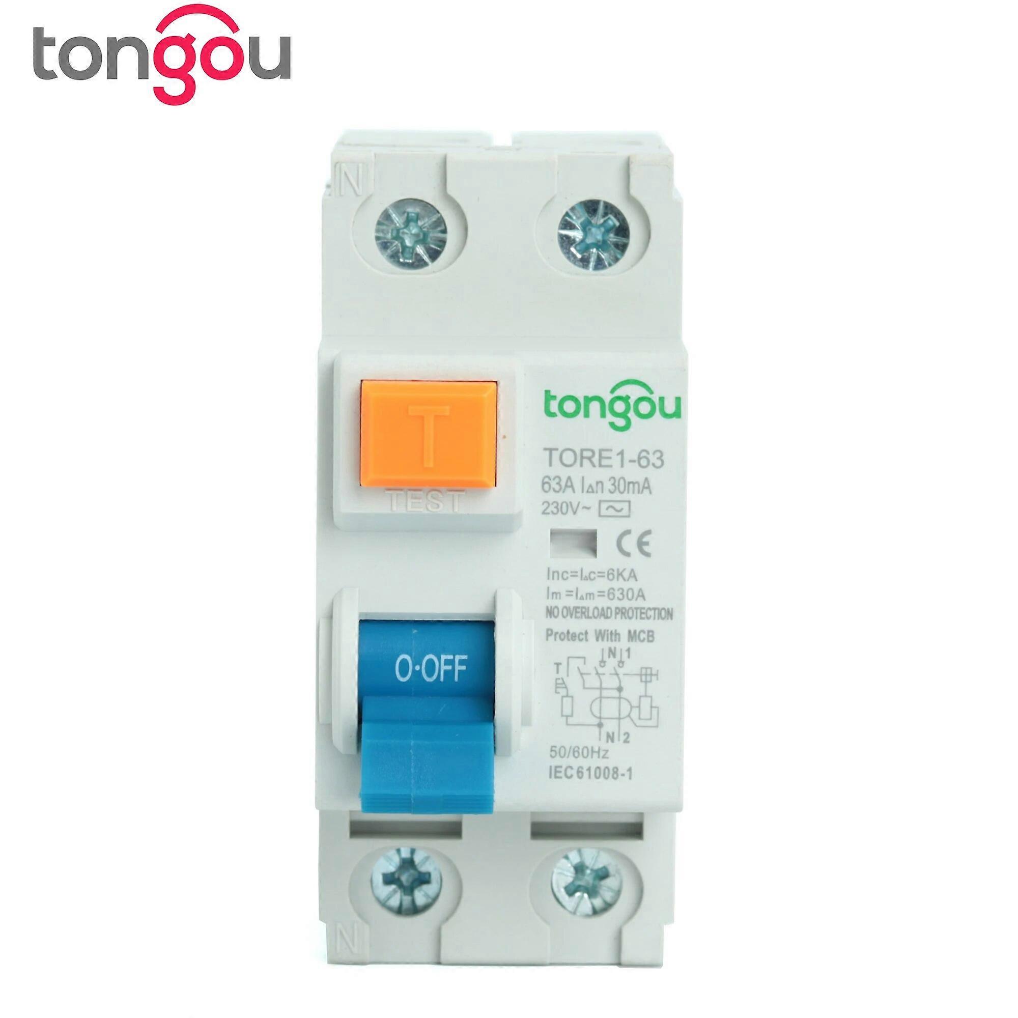 Interruttore Magnetotermico 2P 16A 63A 10mA 30mA 100mA 6KA RCCB RCD 230V Elettromeccanico Corrente residua Interruttore differenziale Interruttore di sicurezza Interruttori Automatici(2Pole 10mA,63A