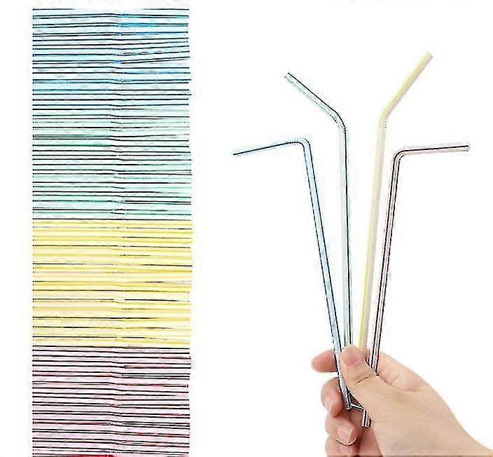 100 Pieces Plastic Drinking Straws 8 Inches Long Multi-colored