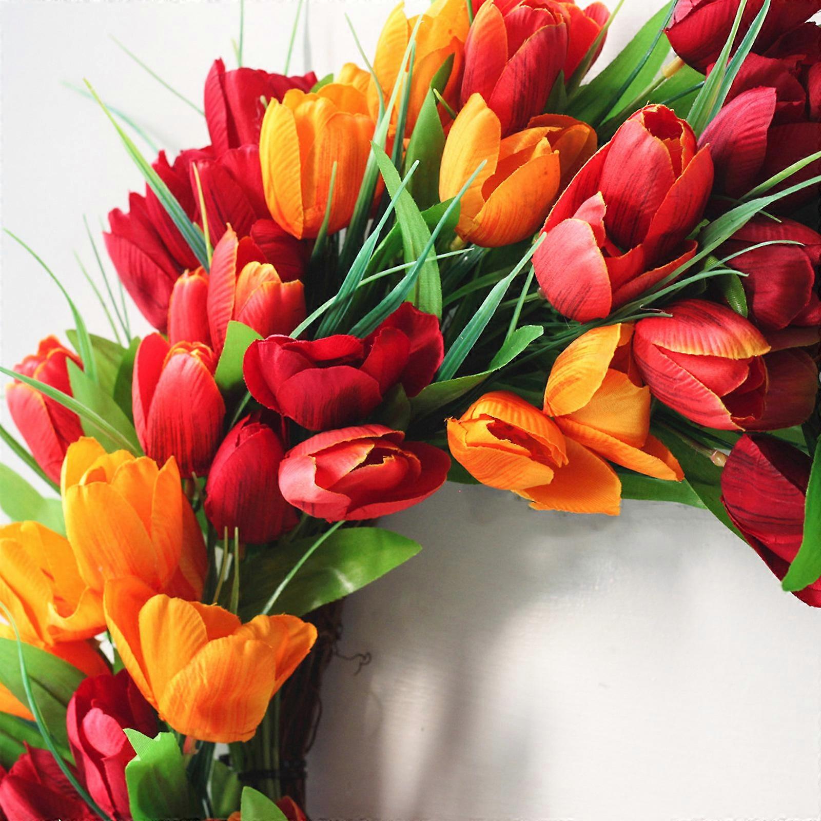 קידום Best נחת זר דלת צבעוני מלאכותי, 50cm טבעת נר אביב מיני לחתונה ביתית עיצוב תלוי על הקיר