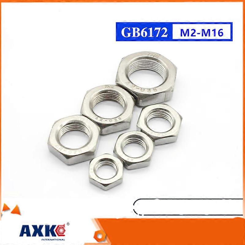 2/5/10/50pcs M2 M2.5 M3 M4 M5 M6 M8 M10 M12 M14 M16 304 A2-035 Stainless Steel Flat Hex Hexagon Thin Nut Jam DIN439 GB6172 Screw