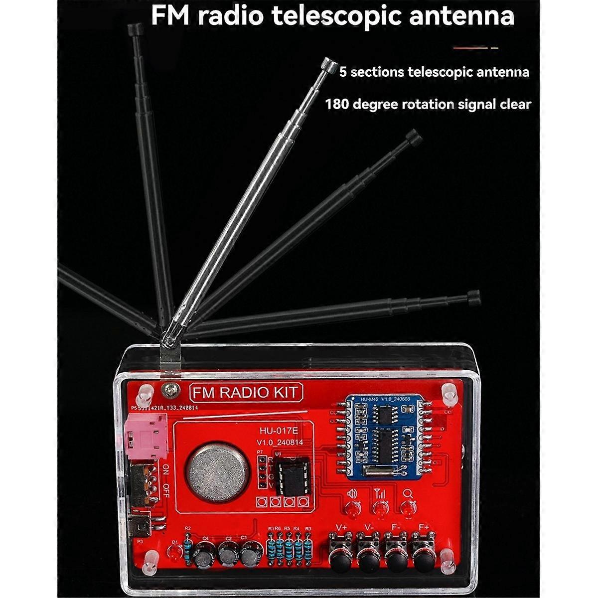 FM Radio DIY Electronic Kit 87-108MHZ Frequency RDA5807 Radio Production Kit with Antenna DIY Soldering Project Practice