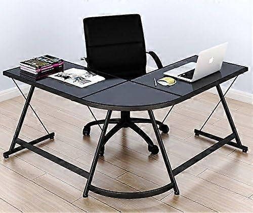 Gaming Desk L-Shaped Office Computer Corner Table, Espresso Black