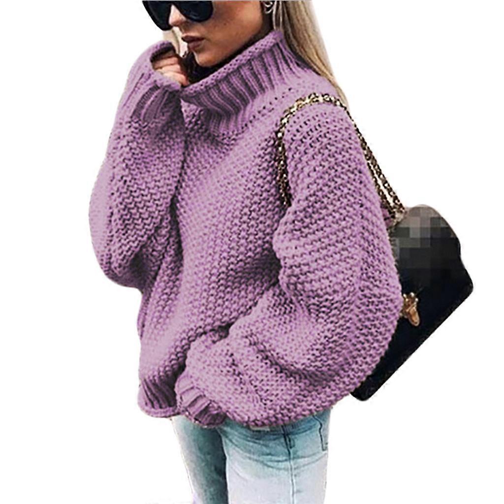 Women Autumn Batwing Long Sleeve Sweater Turtleneck Solid Color