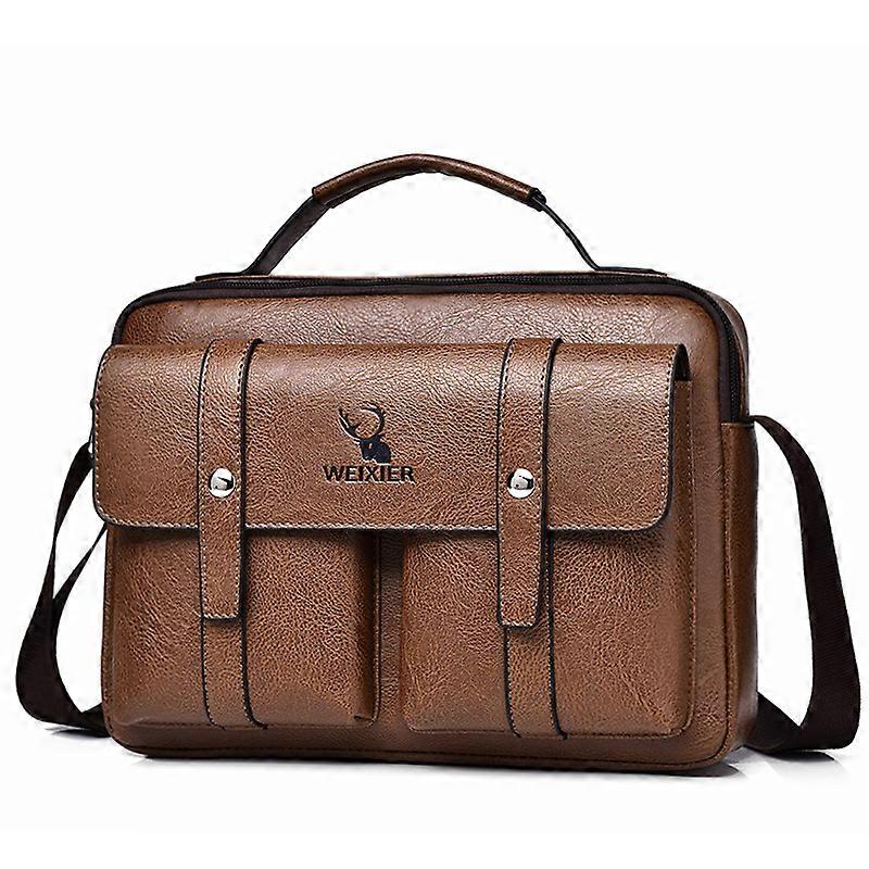 Herr Axelremsväska Multi Fickor Crossbody Väskor Pojkar PU Läder Messenger Satchel