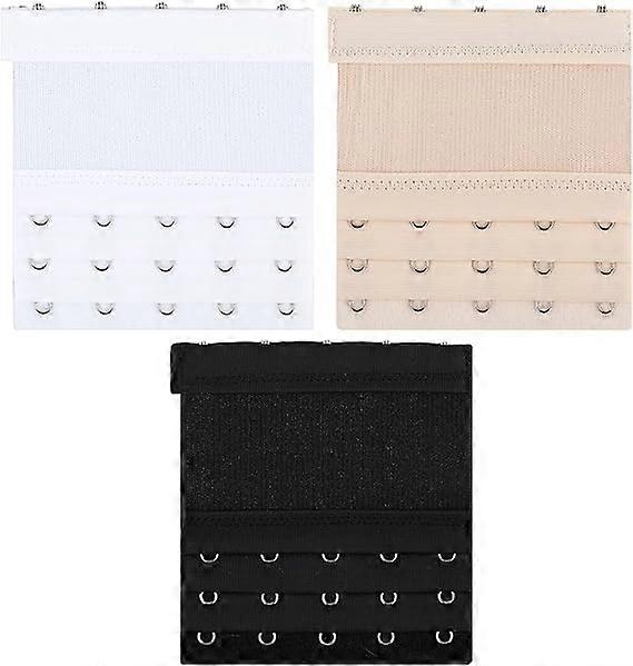 3 Pack Women Bra Extenders Women Elastic Bra Extenders 5 Hooks 3 Rows Elastic Bra Strap Hooks