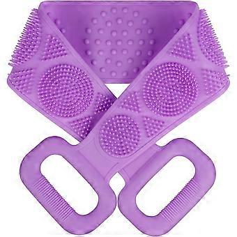 Body Brush, Soft Exfoliating Body Scrubber with Massage Particles, Double-sided Use for Remove Dirt and Massage, 70cm,Purple