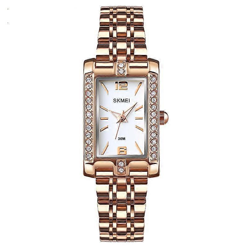 Assista retângulo feminino com cristal decorado moldura clássico tanque forma relógio de pulso quadrado com mostrador claro parece gracioso