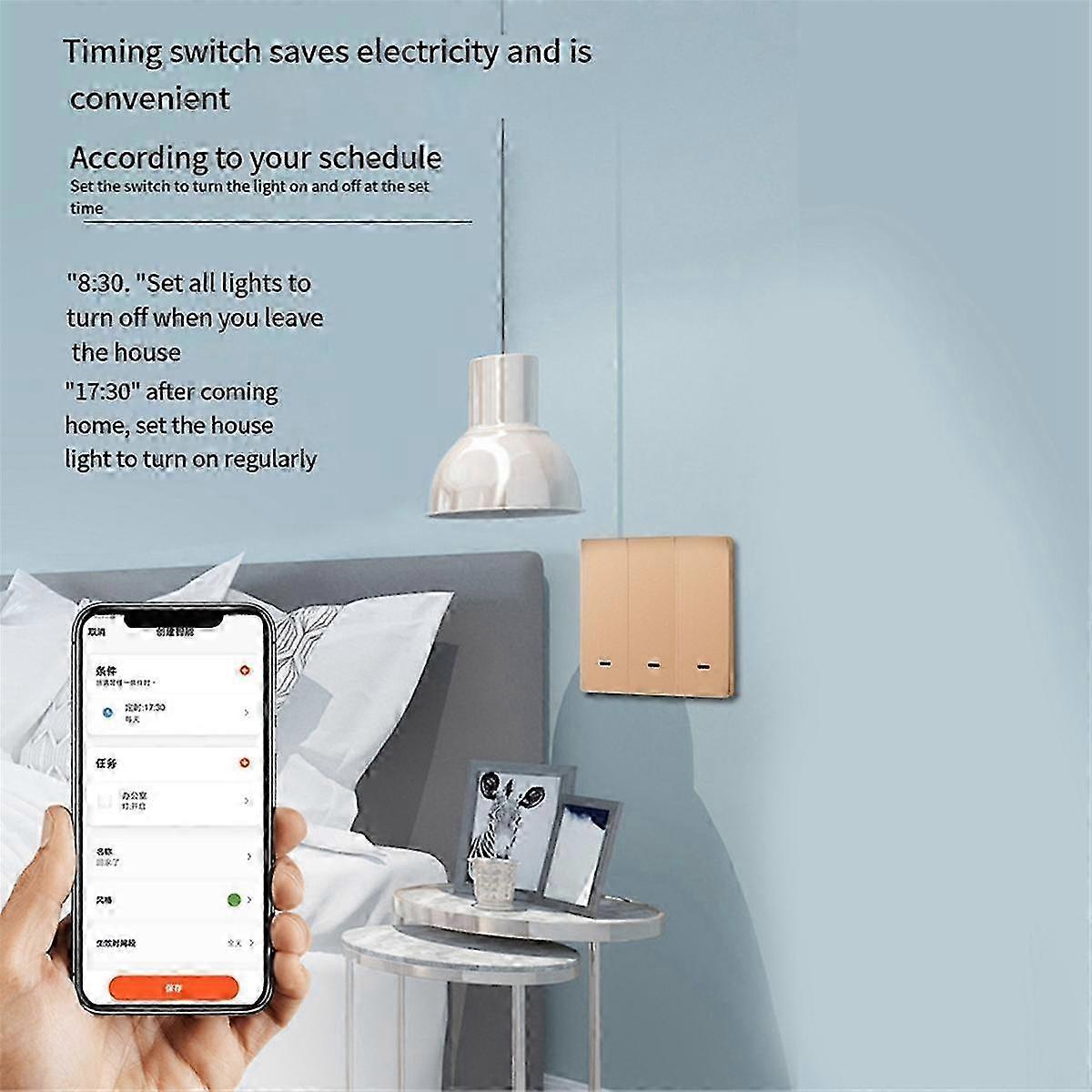 Tuya Smart Switch Wifi And Rf Radio Frequency Smart Switch Zero Fire Line 3 Switch Gold