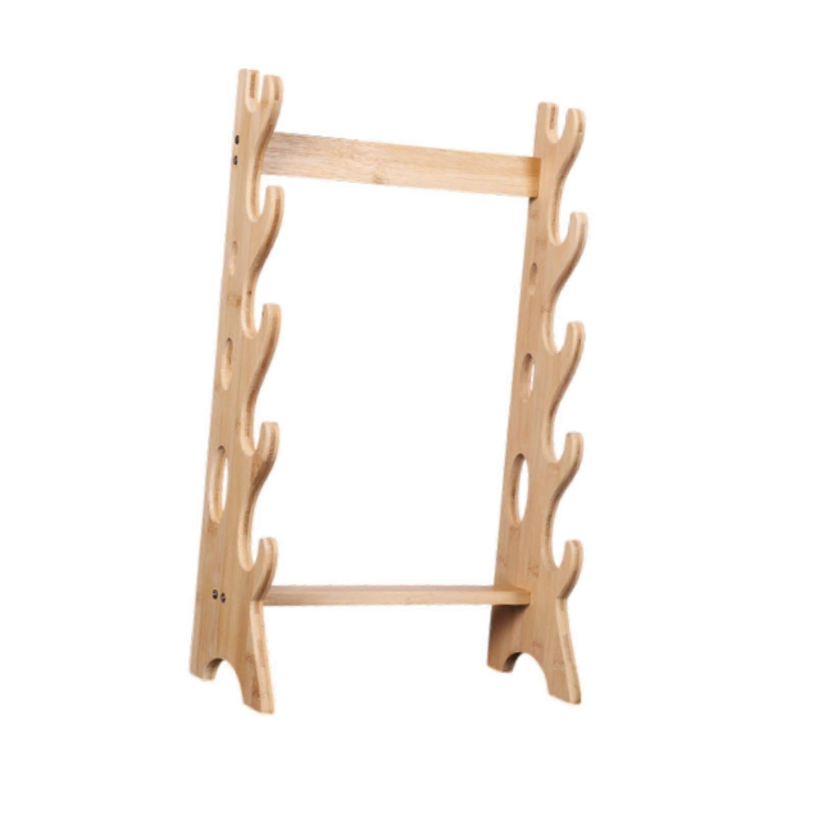 Sword Display Stand 5 Layer Wood Sword Wall Hanger for Tanto Templar Gladius Brown